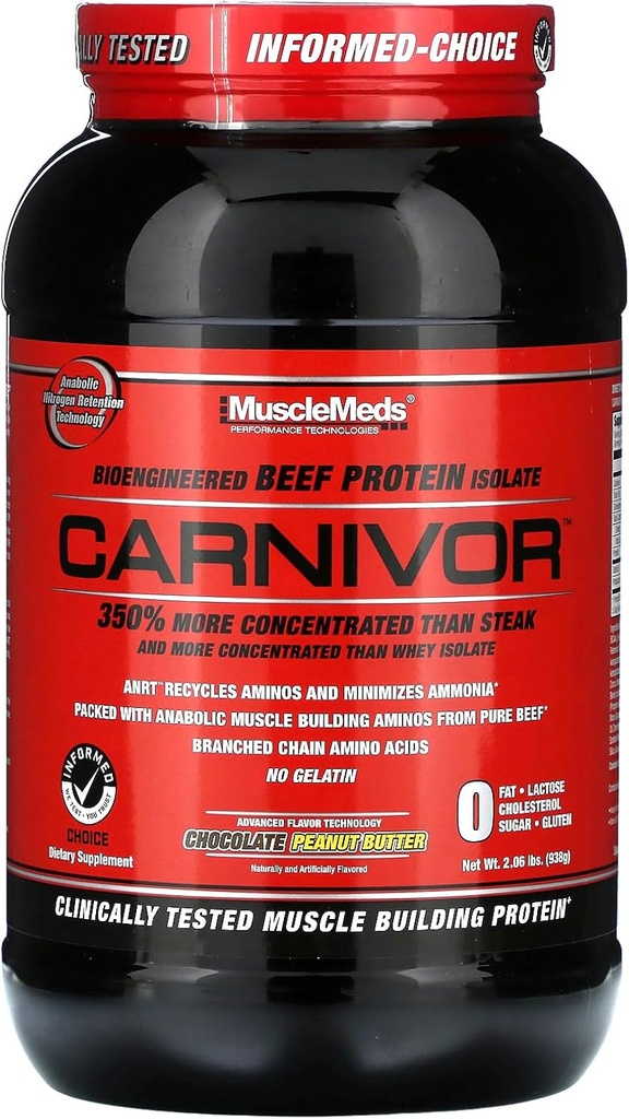 Cơ bắp Carnieds Carnivor Beef Protein, 23 Grams Protein, 0 Fat, 0 Cholesterol, Loctose Free, Chocolate Bơ đậu phộng, 2.2 đô, 28 xu phục vụ.
