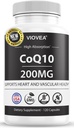 CoQ10 - Made in USA, 120 kapsułki, 200mg (4- Month Supply), Ultra High Absorption Coensis Q10 Supplement - Przeciwutleniacz do serca, zdrowia naczyń i energii Boost