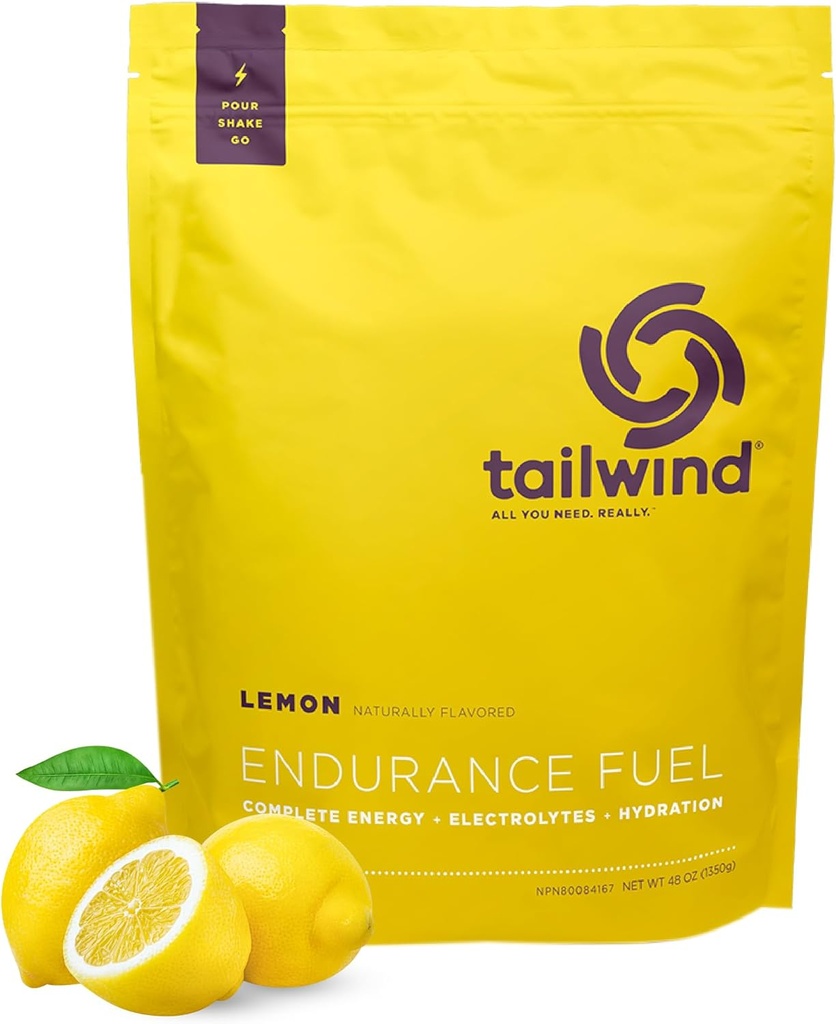 Combustível de resistência nutricional Tailwind, carboidratado e eletrolítico esportes bebida mistura em pó, Gluten-Free, Vegan, Limão, 50 Servings