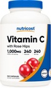 Nutricost Vitamin C dengan Rose HIPS 1025mg, 240 Kapsul - Vitamin C 1.000mg, Rose HIPS 25mg, Premium, Non- GMO, Gluten Free Suplemen