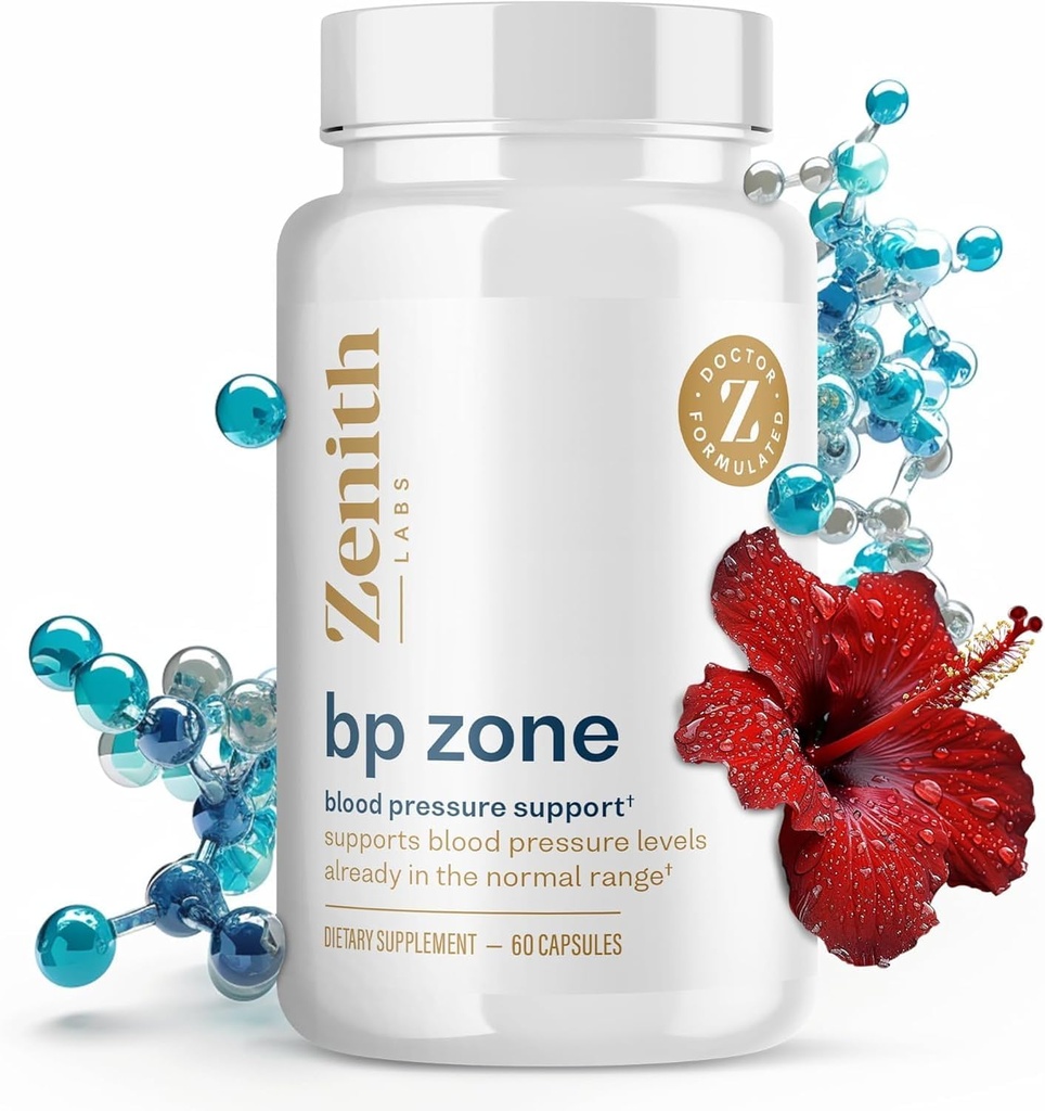 Zenith Labs BP Zona - Suplemento natural de fluxo de sangue - pílulas de extracto de herba - Fórmula avanzada con Saffron Crocus, Hibiscus, Garlic, CoQ10 e magnesio