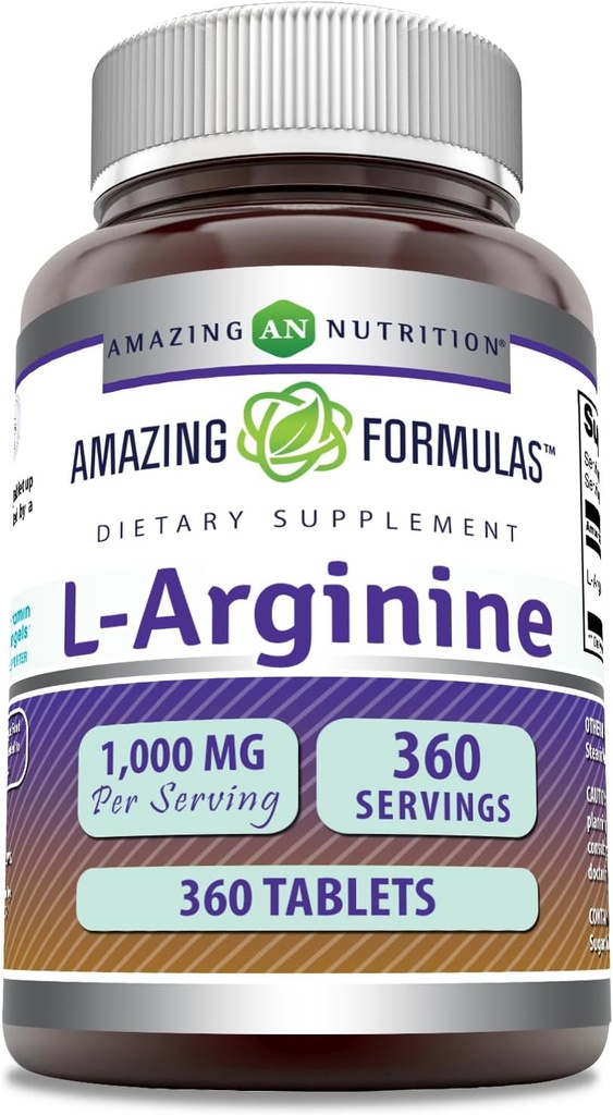 Amazing Formulas L- Arginine Supplementary 124; 1000 Mg Per Serving- 124; Tablets - 124; Amino- Acid Supplement for Women & Men
