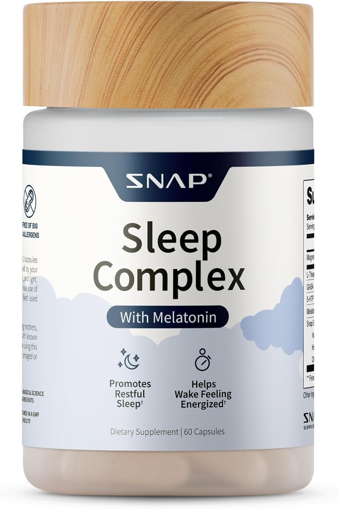 Melatonin və Valerian Root ilə Snap Adds Natural Sleep Aid - Supports Relaxation, Restful Deep Sleep & Nighttime Recovery - 60 Kapsüls