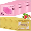 30 Pairs Lip Mask & Under Eye Mask, 24K Gold Crystal Collagen Under Eye Patches för Puffy Eyes, Lip Masks Effektivt ger Lip & Eye Skin, Eye Masks Reducing Fine Lines & Dark Circle