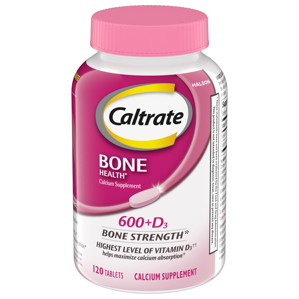 Caltrate 600 Plus D3 Calcium and Vitamin D Supplement Tablets, Bone Health Supplements for Adults - 120 Count