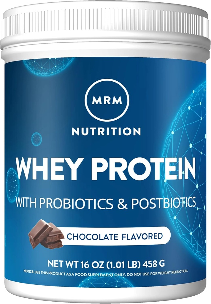 MRM Nutrition Whey Protein   Chocolate Flavored |18g Protein | with 2 Billion probiotics + Digestive enzymes + BCAAs   High Absorption + Digestion   Hormone + antibiotic Free | 17 Servings