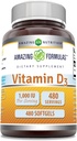 Amazing Formulas Vitamin D3 Supplement | 1000 IU | 480 Softgels | Non-GMO | Gluten Free | Made in USA