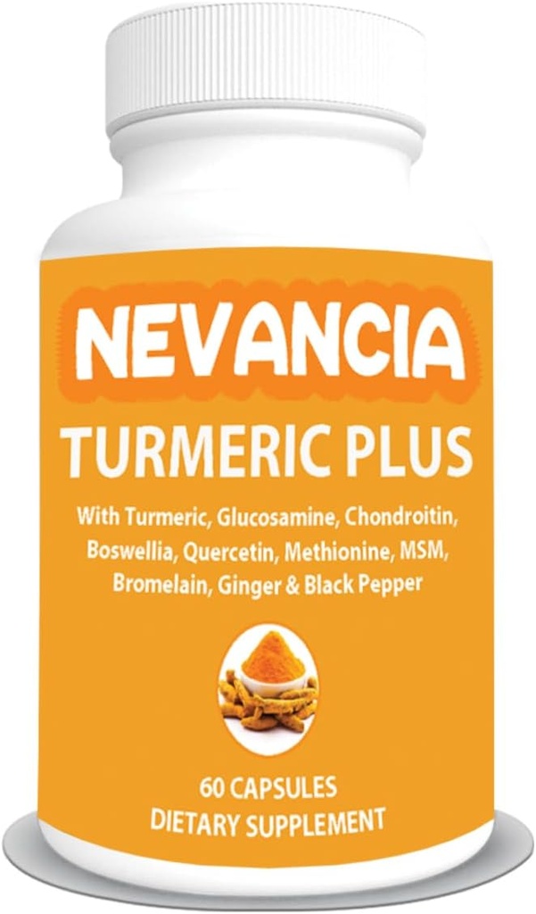 Turmeric Plus - with Turmeric, Glucosamine, Chondroitin, Boswellia, Methionine, MSM & More - 10 Ingredients that Support Joint, Bone, Skin, Digestion, Heart ' Immune Health - 60 Capsules