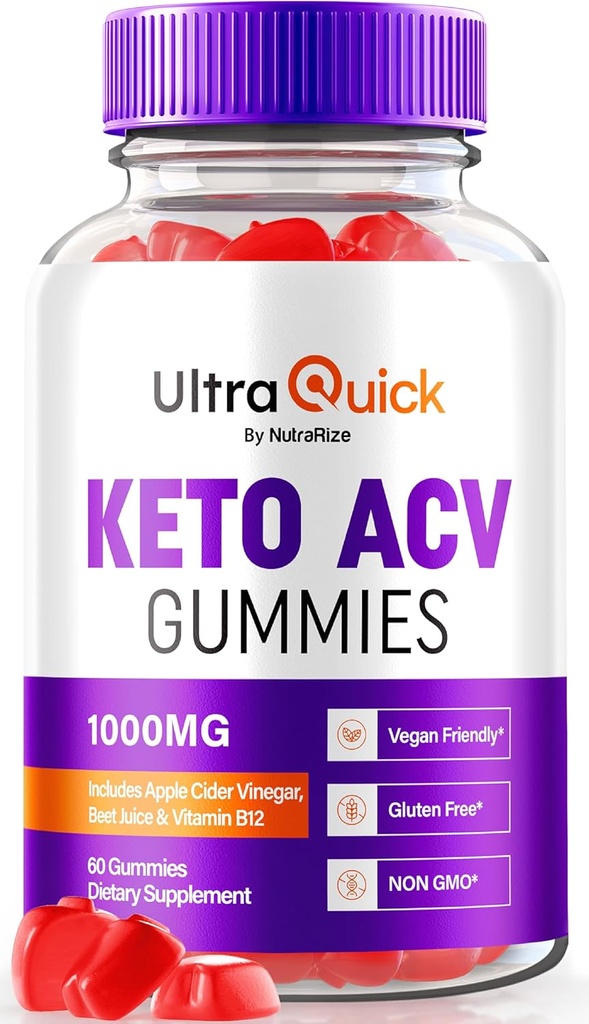 Ultra Quick Keto ACV Gummies for Weight Loss, UltraQuick Keto +ACV Formula, Premium Keto Plus ACV Formula, Natural Apple Cider Vinegar 1000MG, Official UltraQuick Gomitas Review (60 Gummies)