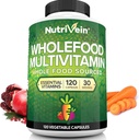 Nutrivein Whole Food multivitamínico para homes e mulleres - 120 Vegan Multivitamin Caps para adultos - Daily Energy, Immune & Heart Support - Raw Fruit & Veggie Blend + B Vitaminas - Non recomendado para nenos