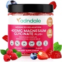 Adndale 90 CT Magnesium Glycinate Gummies 400 mg/Serv with Ashwagandha, Magnesium Malate " Taurate, Sugar Free Chews for Adults.