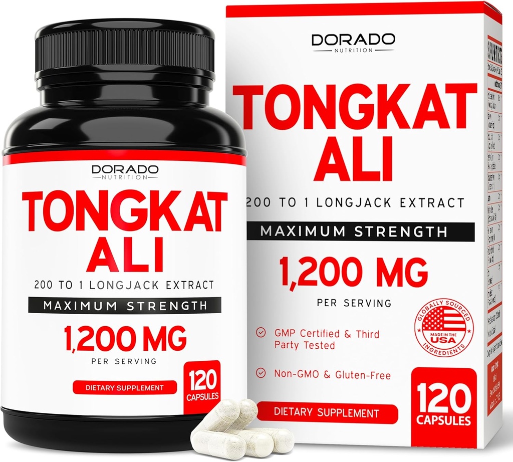 Tongkat Ali Kişilər üçün 1200mg (200 1 özünə) - 120 Kapsül - Longjack Supplement - Premium Tonkat-Ali Supplement - Support Strength, Drive, Athletic Performance & Muscle Mass - Gluten Free & Non-GMOMO