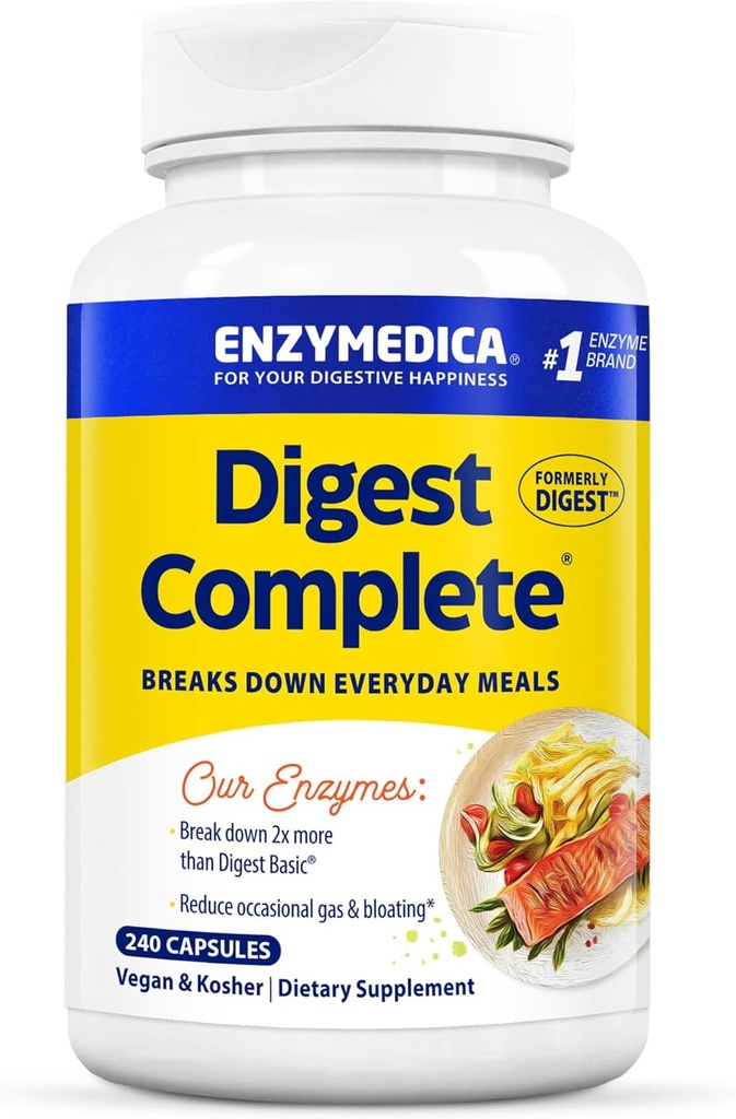 Enzymedica Digest, Full-Range, Everyday Digestive Enzymes, Offre fast-Acting Gas & Bloating Relief, 240 Count