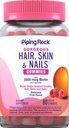 Piping Rock Hair Skin and Nails Vitamins | 80 Gummies | 2500 mcg of Biotin | Multivitamin for Women and Men | Supplement with Vitamin C and E | Fruit Flavor | Vegan, Non-GMO, Gluten Free