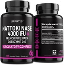 Nattokinasse suplementari 100 FUQ10 100mg francès Maritime Pine Bark Extraieu 200 mymes per la implementació de Circuladors i Cardio vascular (Pck of 1 a 120-Caps)