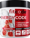 cod potrivit EnergeticCode - Preparare cu praf de cretina - Energia si performanta bautura - Forta musculara si Suplimentul de rezistenta - Contine cofeina - 30 Serviri - Pepene verde