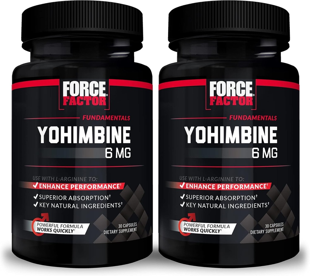 Force faktors Yohimbine papildinājums vīriešiem, Yohimbe Bark ekstrakts ar Superior Absorbciju, lai uzlabotu veiktspēju, 6mg Yohimbine Bark tabletes ar Key Natural Sastāvdaļas, 30 Count (iepakojums no 2)