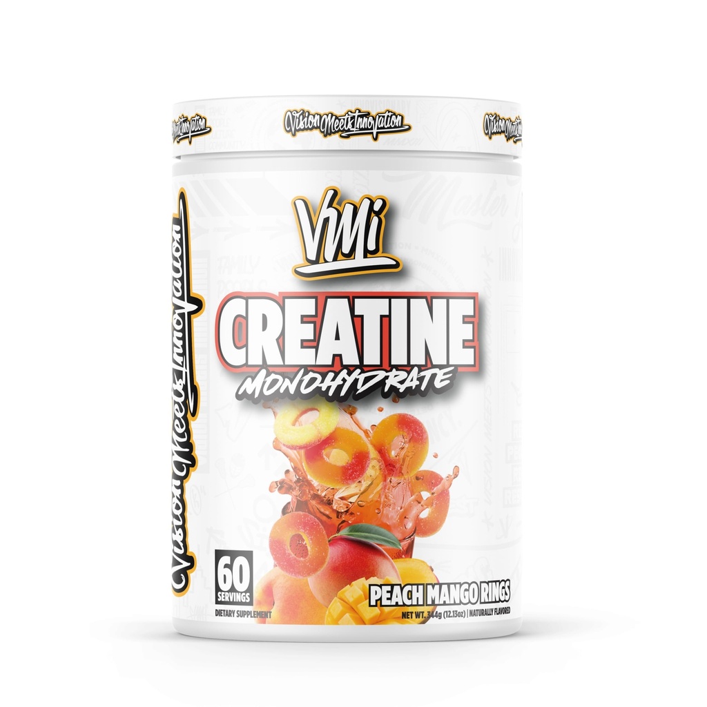 VMI Sports Creatine Monohydrate Powder Muscle Mass – Strength – Size – Power | 5 Grams per Serving (60 Servings, Peach Mango Rings)