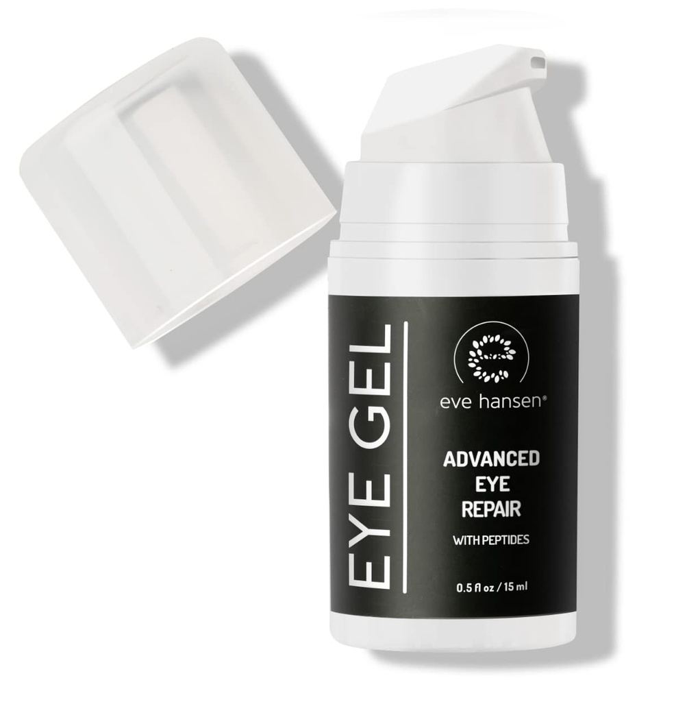Eve Hansen anti-envelhecimento olho gel com peptídeos □ Creme de olhos baixos com células de tronco planta, Ácido hialurônico, Vitamina E □ Cruelty-Free, Vegan, Made in USA .5 oz