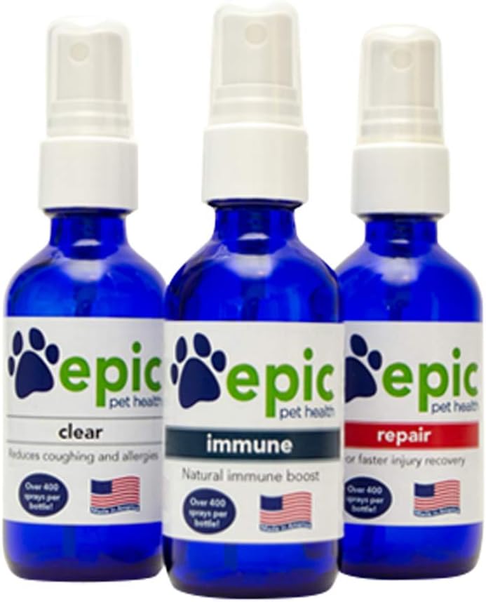 Combo de suporte de imunidade - reparação, claro, imune - todos os suplementos de spray líquido natural - promover a cura de feridas, ajuda a aliviar alergias e dor - nutrição multivitamina para gatos e cães