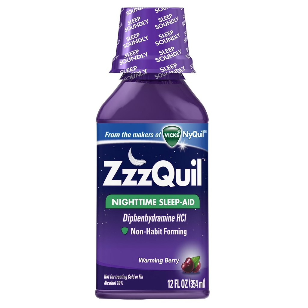 ZzzQuil Nighttime Sleep-Aid Liquid Warming Berry Flavor 12 Fl Oz