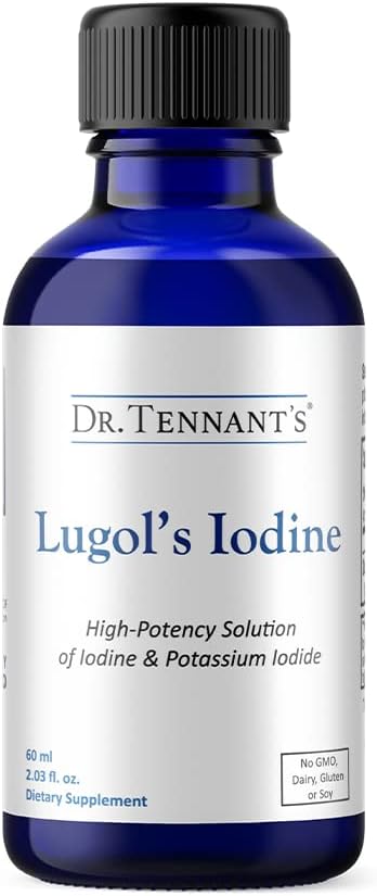 Dr. Tennant's Liquid Iodine Drops 2 Fl Oz | Solución de Lugol con Ioduro de potasio | Axuda a función tiroides, equilibrio hormonal e saúde inmune