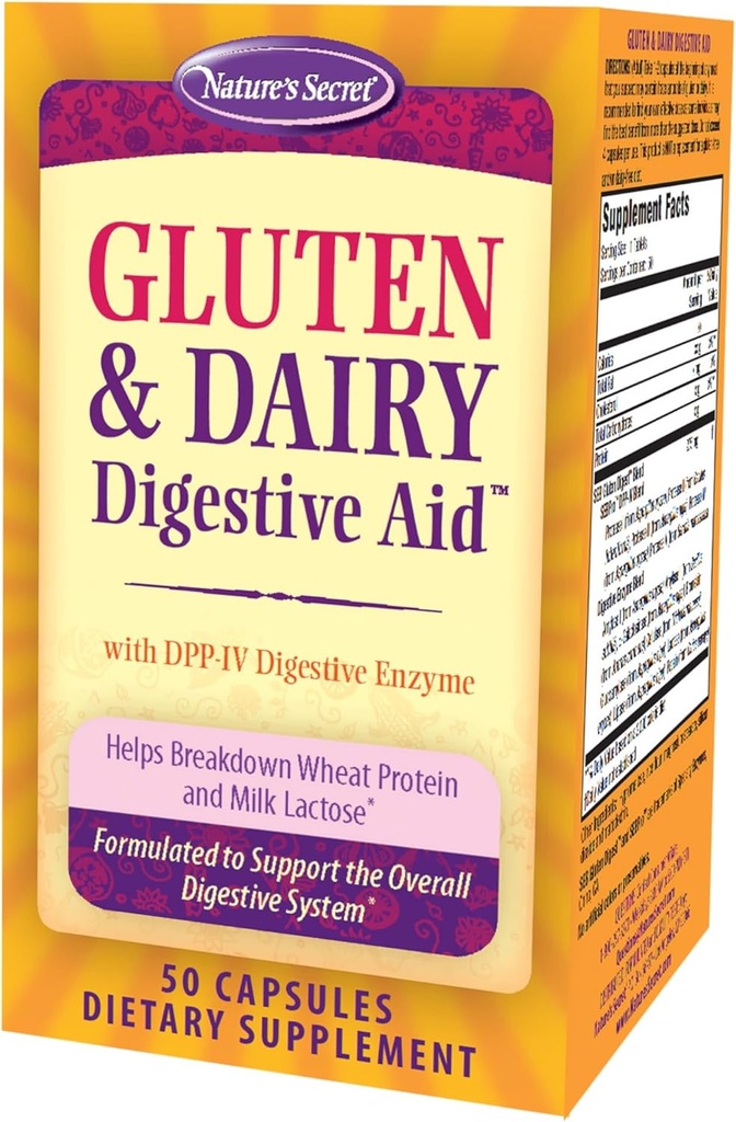 Naturaren Gluten eta Dairy Digestive Aid - 50 kapsulak - laguntzen du gari-proteina eta esne- Lactose suntsitzen - 25 zerbitzu