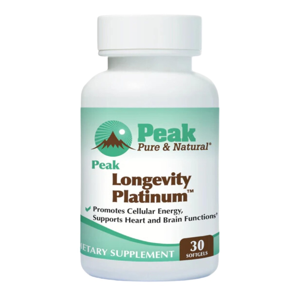 Peak Longevity Platinum PQQ Supplement with Coenzyme Q10 - Pyrroloquinoline Quinone with Ubiquinol CoQ10 and Shilajit - Mitochondrial Supplement for Natural Energy and Healthy Aging (30 Softgels)