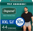 Fresh Protection Yetişkin Diapers, Incontinence Underwear for Men, Use, Maximum, Extra-Extra-Large, Grey, 44 Count (2 Packs of 22), Ambalaj Vary