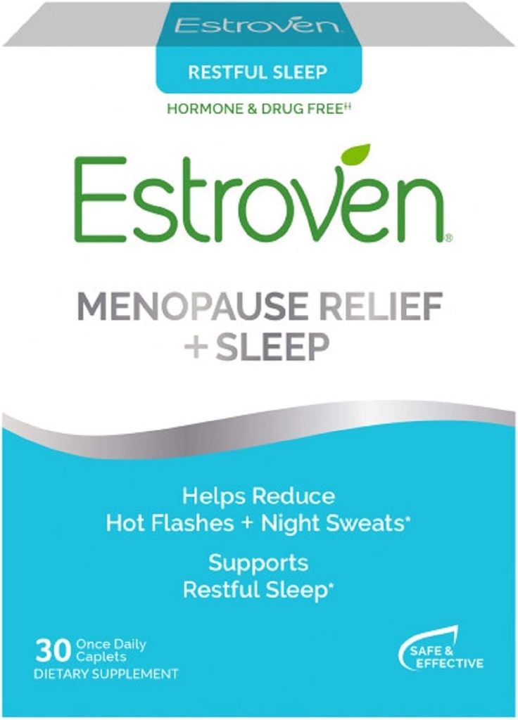Estroven SLEEP COOL + CALM - Menopauze Relief Diētiskā Papildinājums -- Estrogen Free** - Palīdz samazināt karstās zibspuldzes & nakts Sviesti * - 30 Caplets
