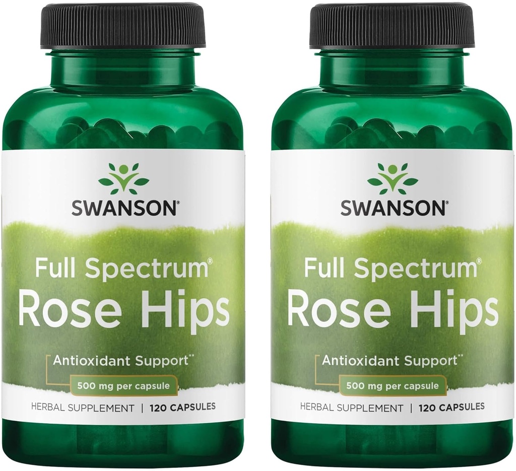 Swanson Rose HIPS - Suplement ziołowy Promowanie układu immunologicznego Zdrowie i Zdrowe Podtrzymanie Wagi - (120 Kapsułek, 500 mg Każdy) (2 opakowania)