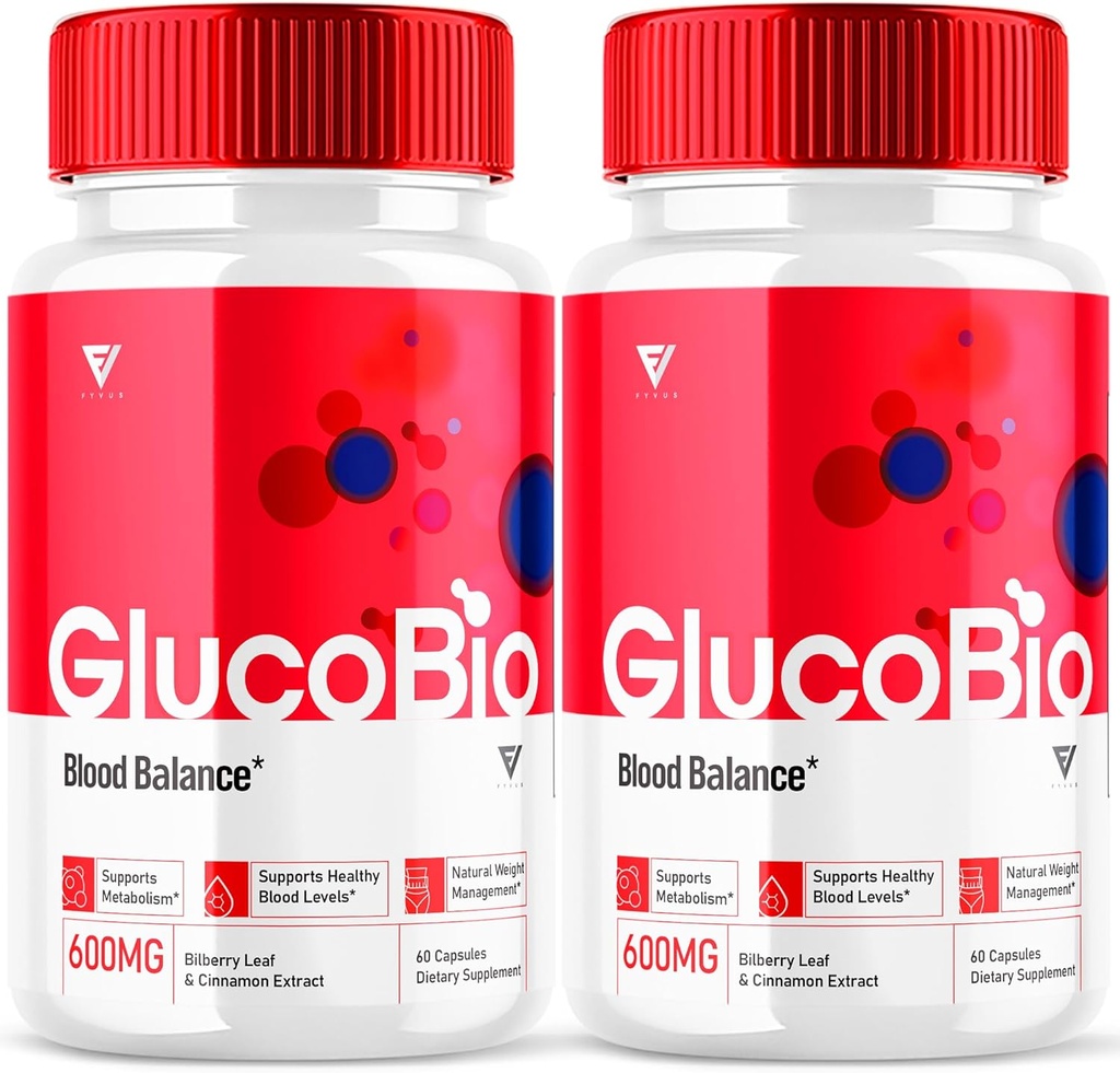 (2 Pack) GlucoBio Health Capsules Gluco Bio Pills, Gluco Bio Natural Vitamin Samlet Sundhed og Wellness Glycogen Support Supplement, BioGluco Capsules (120 Kapsler)