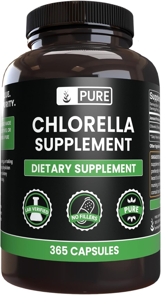 Pure Original Ingredients Chlorella (365 Capsules) No Magnesium or Rice Fillers, always Pure, Lab Verified