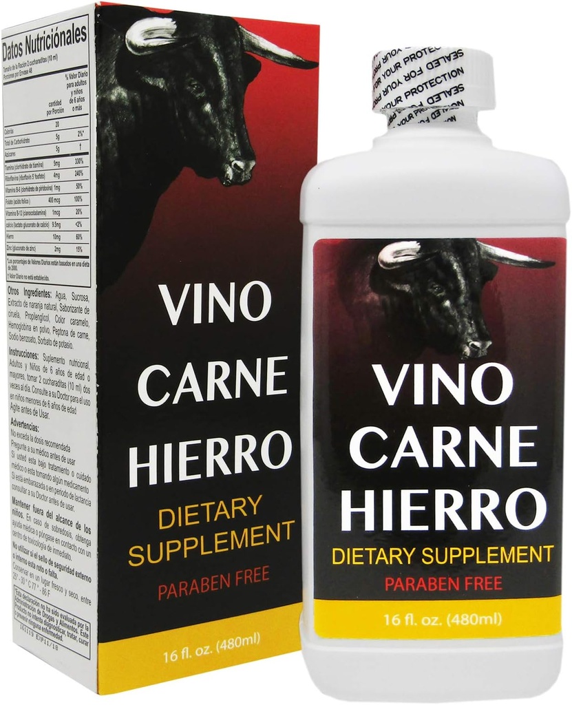 Vino Carne Hierro 16 oz Paraben חינם