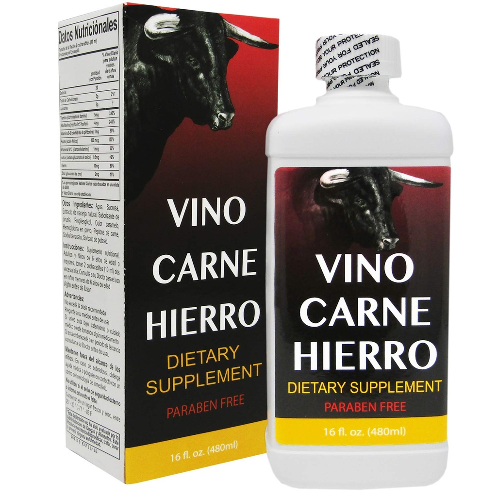 Vino Carne Hierro 16 oz Paraben Free