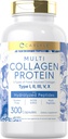Carlyle Multi Collagen protein Capsules 2000 mg | 300 Kont | Tip I, II, III, V, X | Collagen Peptide Pills | DW & Paleo Friendly, Gluten Free, Non-GMO Supplement