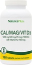 NaturesPlus Kalsium/Magnesium/Vitamin D3 med vitamin K2 - Støtter Bone & Immune Helse - Vegetarisk, Glutenfri - 180 tabletter - 45 Serveringer