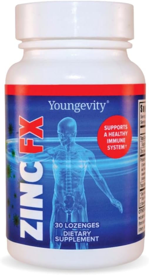 Youngevity Zink Fx - Zink + Trace Minerals + Elderberry + Astragalus - immunforsvar Chewable - Højt Absorbable - Lækker - 30 Lozenges (pakke med 4)