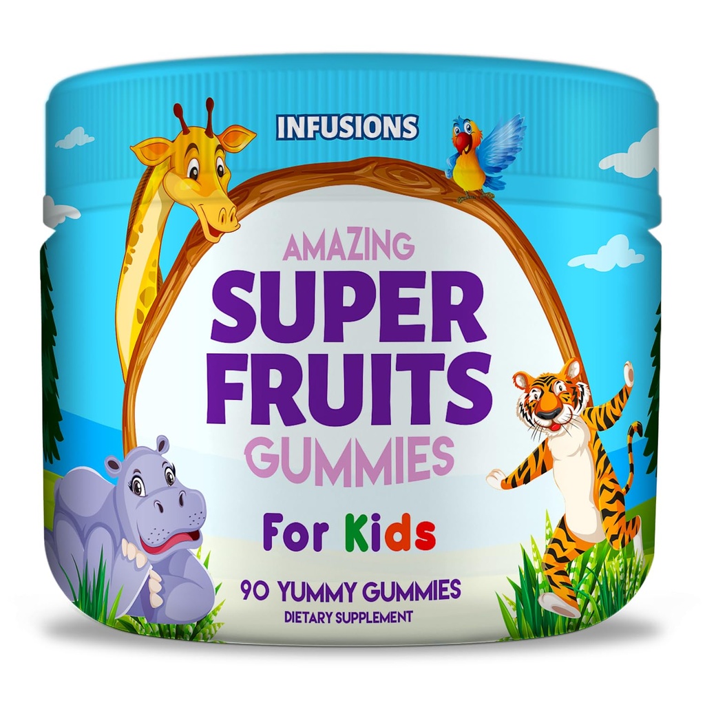Infusions Super Fruit Gummies for Kids 90 Count Antioxidant Blend Soft and Delicious Vegan Friendly Gluten Free Non-GMO