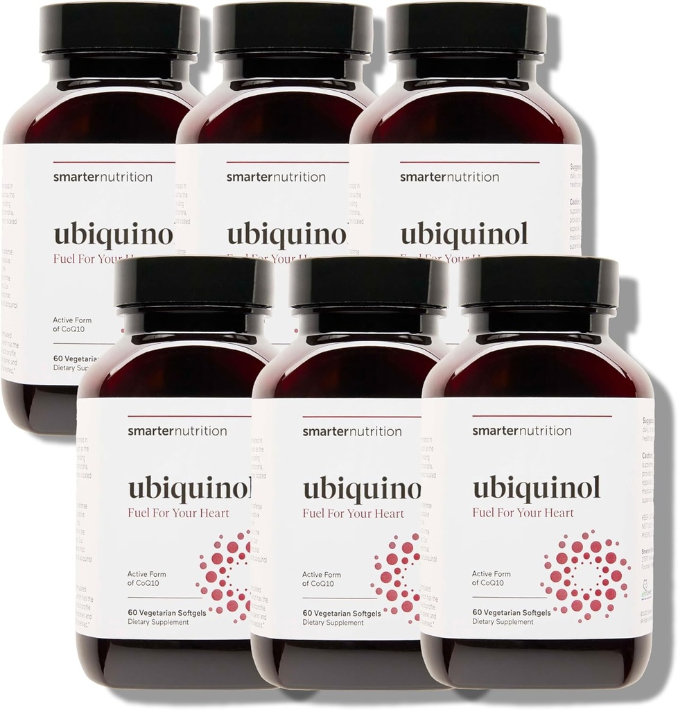 SMARTERNUTRITION Ubichinol 100mg + Natural Plant- based Complete Omega 3 6 9 - Clinically Studied Ahiflower ® Oil - Ultra Absorption CoQ10 for Heart Support - Non-GMO - 360 Softgels [180- Day Supply]