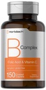 Horbaach B Complex Vitamins for Women and Men | 150 Caplets | with Folic Acid & Vitamin C | Non-GMO & Gluten Free Supplement