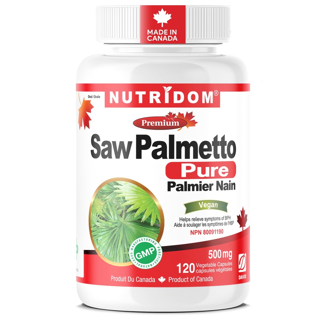 Nutridom Saw Palmetto 500mg, Non-GMO, Vegan, Gluten Free, Soy Free, and Dairy Free (120 Count)