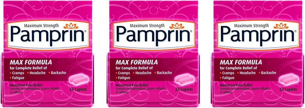 Pamprin Maximum Kekuatan Formula, 24 Caplets (Paket 3)