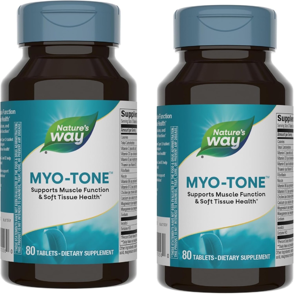 Naturaren bidea Myo-Tone - Muscle Function & Soft Tissue Health* - Magnesium, bitaminak eta B bitaminak - Gluten Free & Vegetarian - 80 Tablet (2 Pack)
