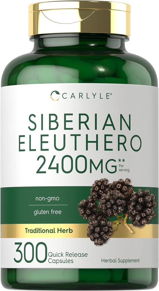 Carlyle Siberian Eleuther 124; 2400mg Supplium 124; 300 Kapsle 124; Non- GMO a gluten Free Formule 124; Sibiřský ženšen 124; Tradiční bylinný dodatek