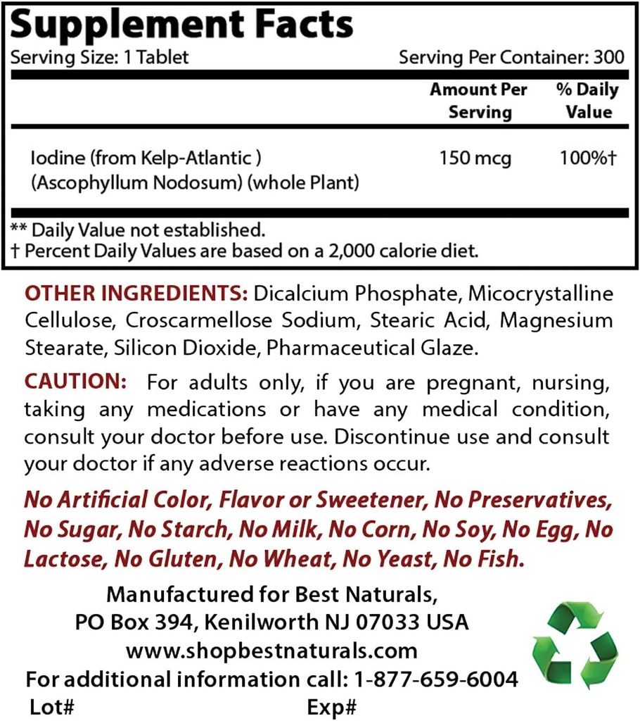 Kelp Допълнение 150 Mcg & Selenium 200 mcg