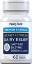 Piping Rock Dairy Relief Pills | 9000 FCC | 60 compresse | Lactase Enzyme Supplement | Vegetariano, Non OGM, Gluten Free