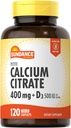 Sundance Calcium Citrate dengan Vitamin D3 124; 400 mg 124; 120 Caplets 124; Petite 124; Vegetarian, Non- GMO & Gluten Free Suplemen