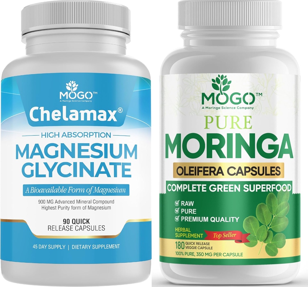 MOGO ren magnesiumglucinat og Moringa Capsule - Superfood + bedre mineral