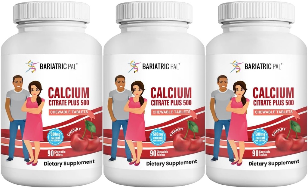 BariatricPal Calcium Citrate 500mg Chewable Tablets - Cherry (90-дневная поставка)